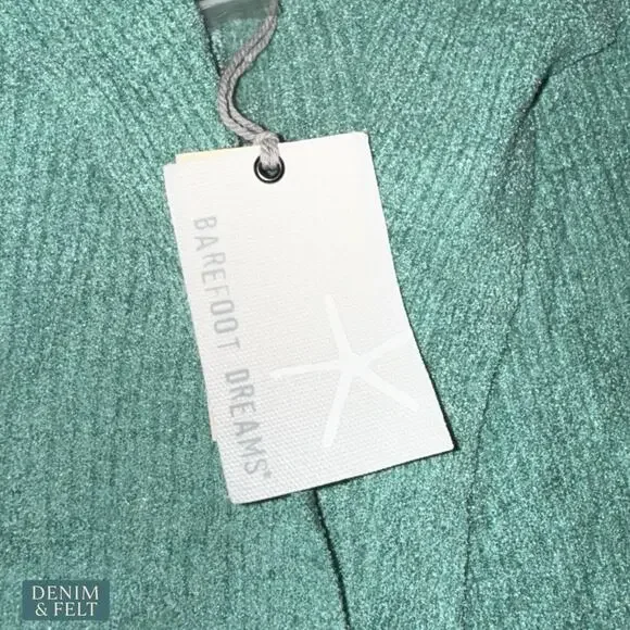NEW Barefoot Dreams CozyChic Ultra Lite Hooded Ribbed Cardigan Aquamarine XS - Picture 10 of 11